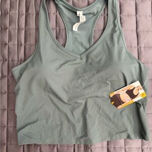 Avia Teal Ribbed  Spots Tank Top